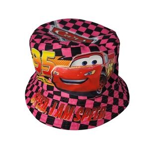 Disney Cars Bucket Hat Lightning McQueen 95 Pink Checkered Kids